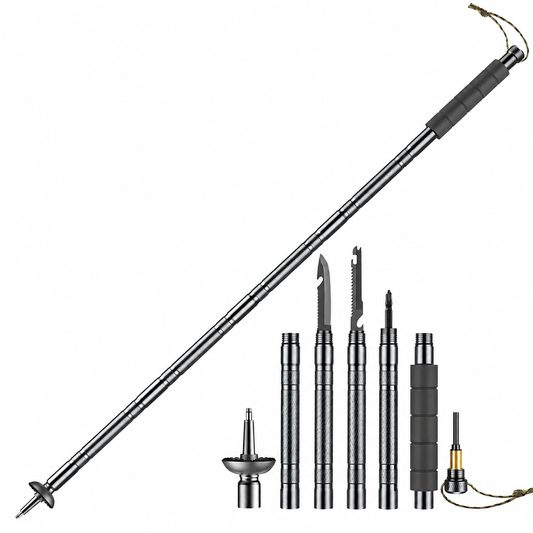 15-IN-1 Tactical Hiking Stick With Integrated Survival Kit