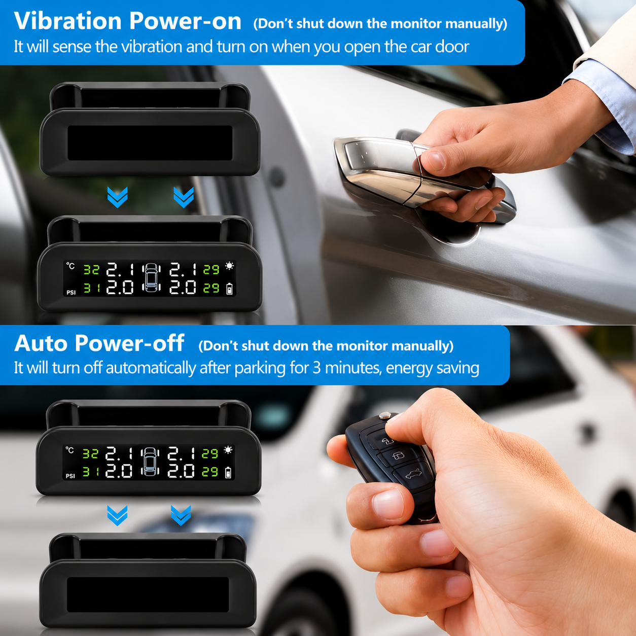 Solar Powered Tyre Pressure Monitoring System - Car + 4WD + Caravan TPMS