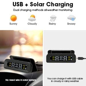 Solar Powered Tyre Pressure Monitoring System - Car + 4WD + Caravan TPMS
