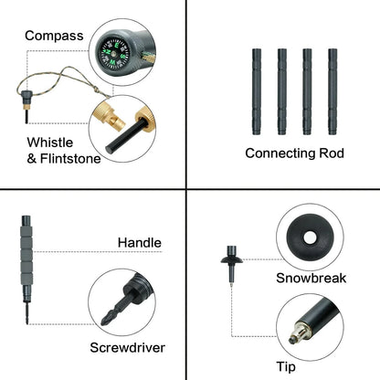 Tactical Hiking Stick With Integrated Survival Kit