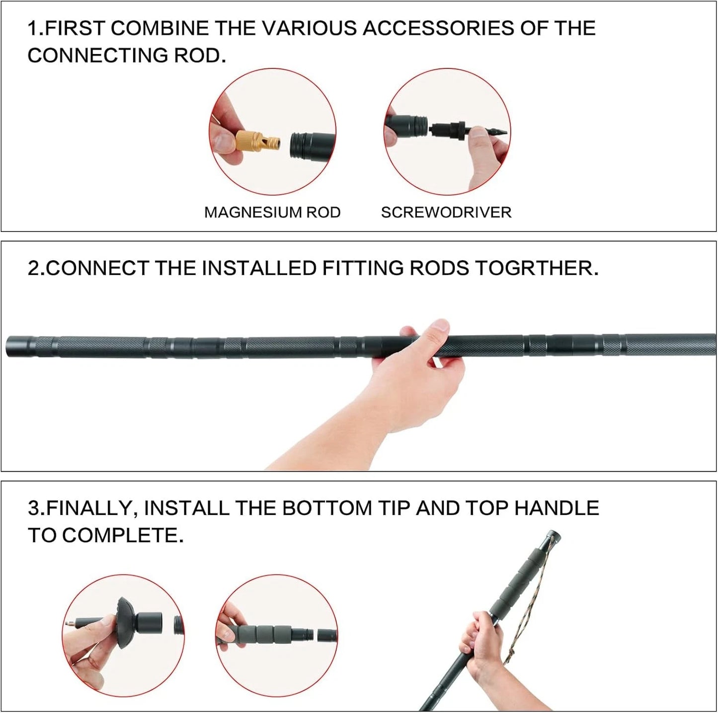 Tactical Hiking Stick With Integrated Survival Kit