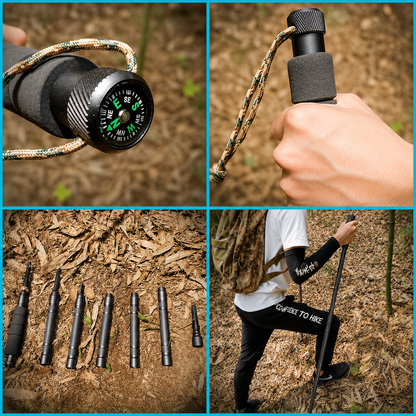 Tactical Hiking Stick With Integrated Survival Kit