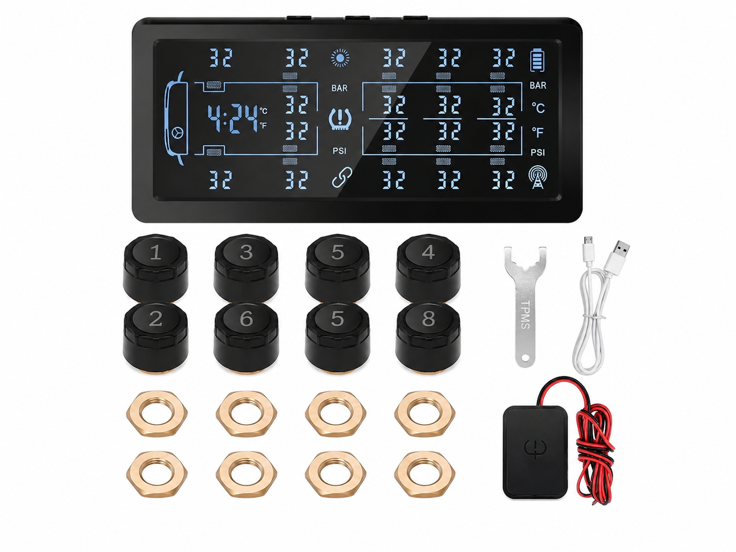 8 Wheel TPMS - Car + 4WD + Caravan + Truck TPMS