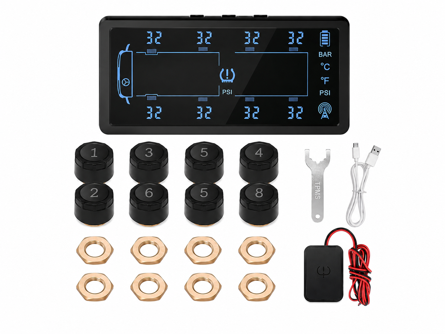 8 Wheel TPMS - Car + 4WD + Caravan + Truck TPMS